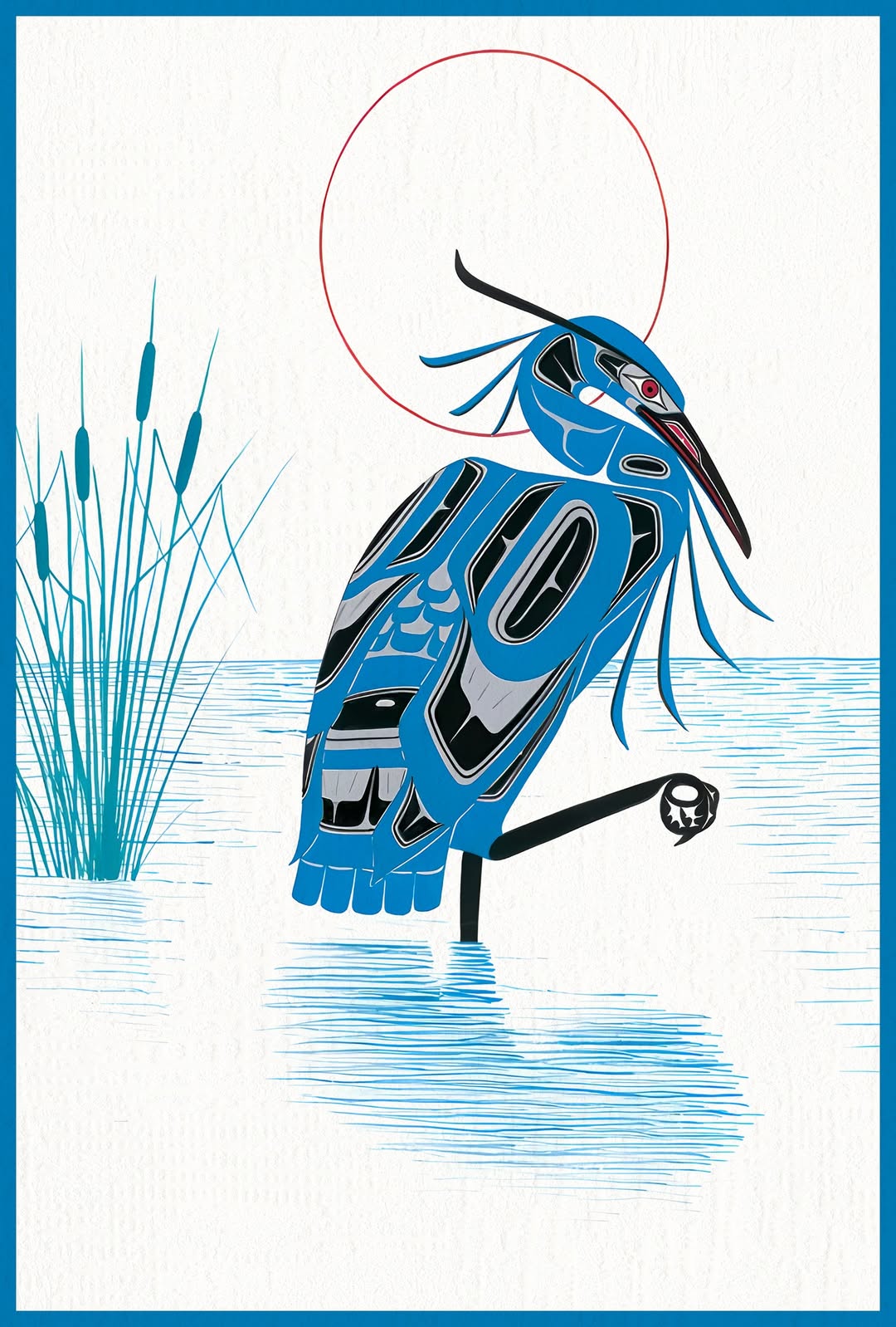 Blue heron artwork accompanying The One Who Speaks with Stones